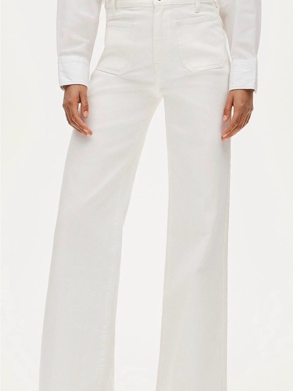J. Crew Cream High-Rise Wide-Leg Jeans
